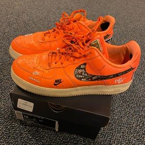 Nike Air Force 1 '07 Low PRM JDI Just Do It sneakers US 10 Total Orange wz box